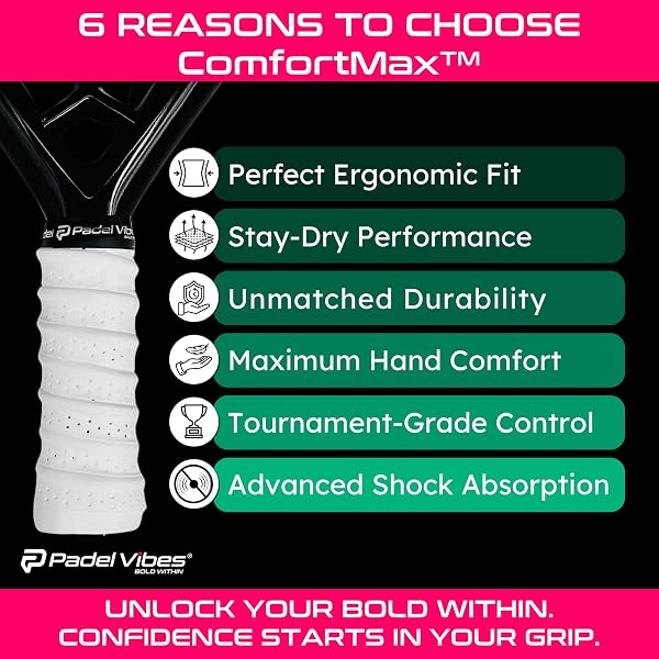 BOLD ComfortMax Overgrip | Perforated Ergonomic Overgrip for Padel, Tennis, Badminton, Squash, Racketball, Sweat-Absorbing, Non-Slip, Durable - 5