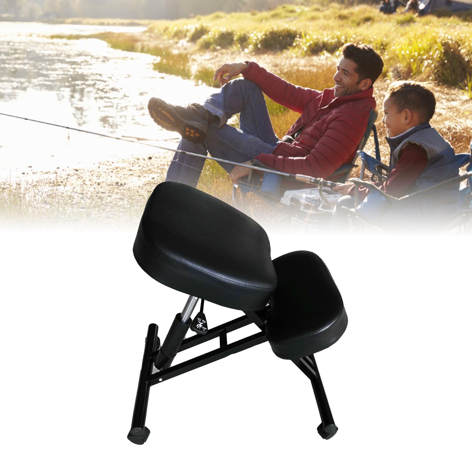 YWBL-WH Sgabello Pieghevole Portatile, Sedia da Campeggio in Acciaio con Altezza Regolabile, Design Ergonomico Leggero per la Pesca all'aperto e l'escursionismo