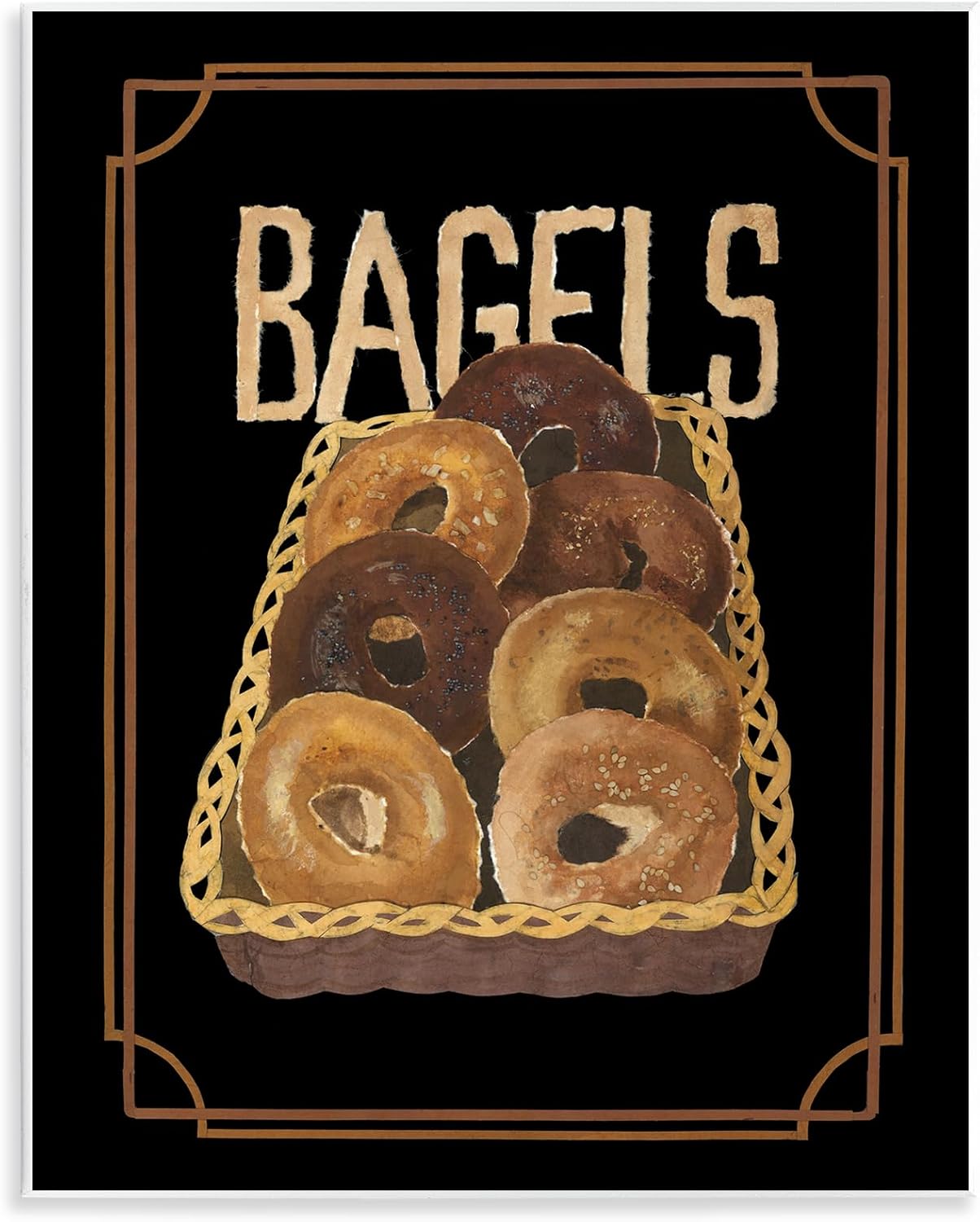 Vintage Bagel Basket Kitchen, 16 x 20 Inch Canvas Wall Art | Stupell Industries · By Nancy Overton · Ready to hang · Classic kitchen decor · Made in USA