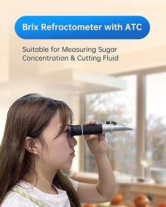 LOHAND Brix Refractometer with ATC, 0-32% Brix Range, Handheld Sugar Tester