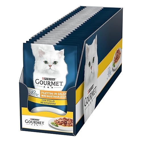Immagine del prodotto Purina Gourmet Perle Filettini in Salsa Cibo Umido per Gatti con Pollo, 26 Buste da 85g