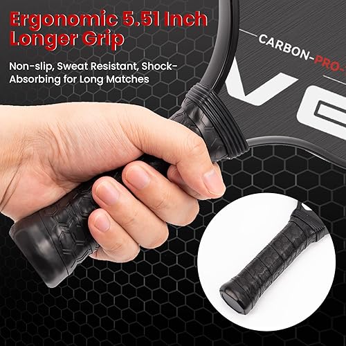 Miniatura 4 de Toovem Max T3 Carbon Fiber Pickleball Paddles Set of 2  Lightweight T300 Pickleball Paddle Carbon Fiber Racket, 2 Pickle Ball Paddles Gifts with Bag