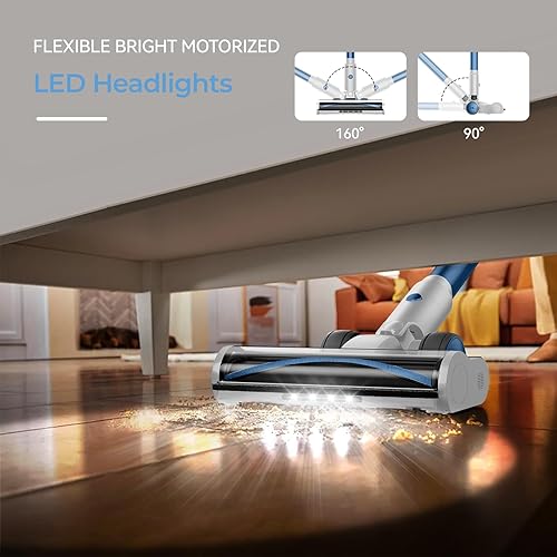 Miniatura 5 de FABULETTA Aspiradora inalámbrica de 35 Kpa Aspiradora de palo de 450 W con faros de motor sin escobillas, 55 minutos de tiempo de ejecución,