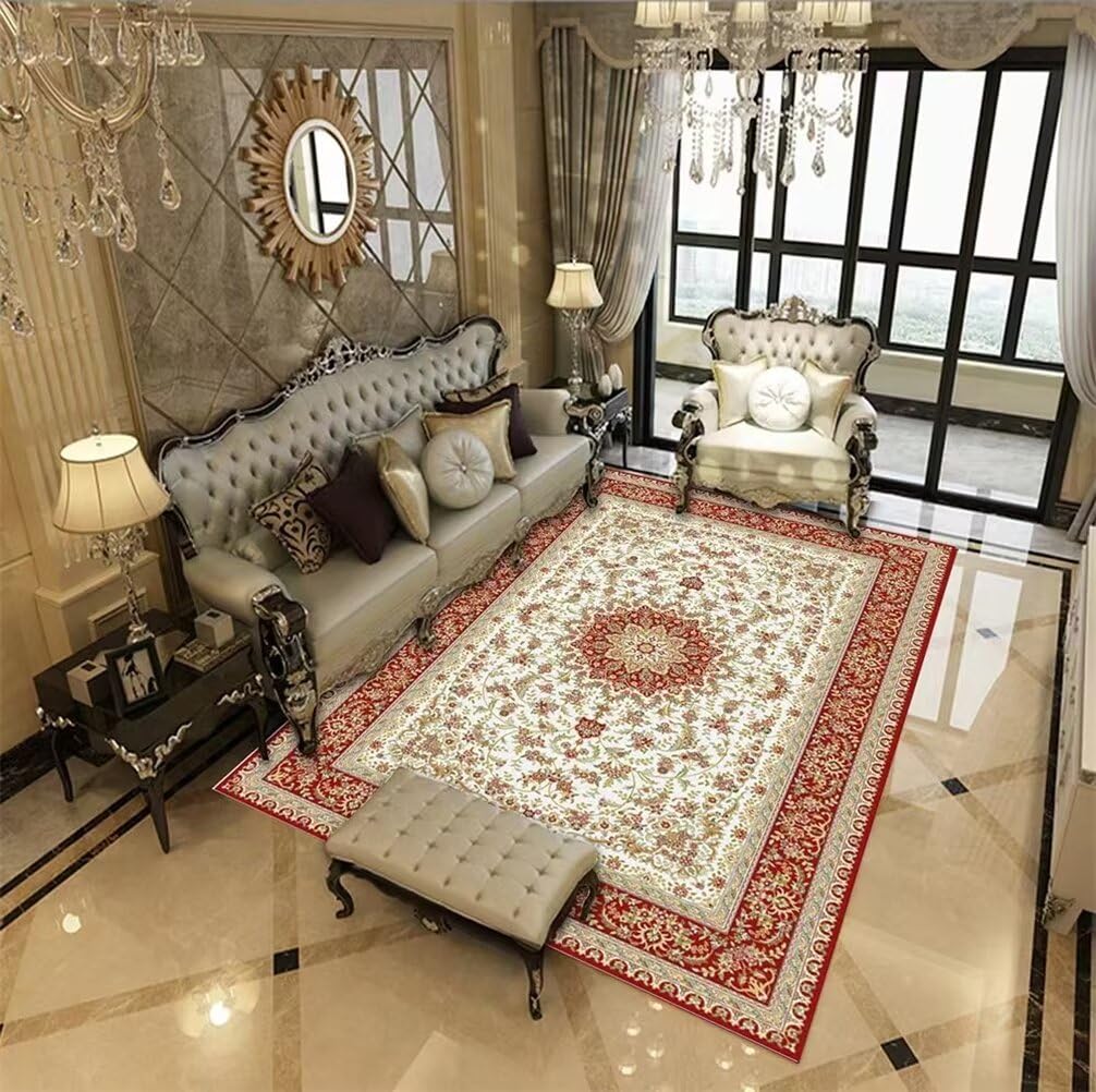 Carpette chambre et tapis de sol salon rouge 250x300cm decoration chambre ado lavable