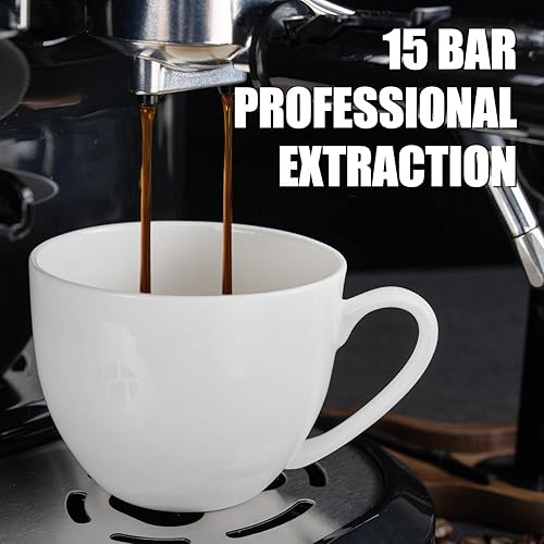 Miniatura 4 de MIROX Máquina de café expreso de 15 bares, cafetera con espumador de leche, molinillo de frijoles integrado, máquina combinada de capuchino con
