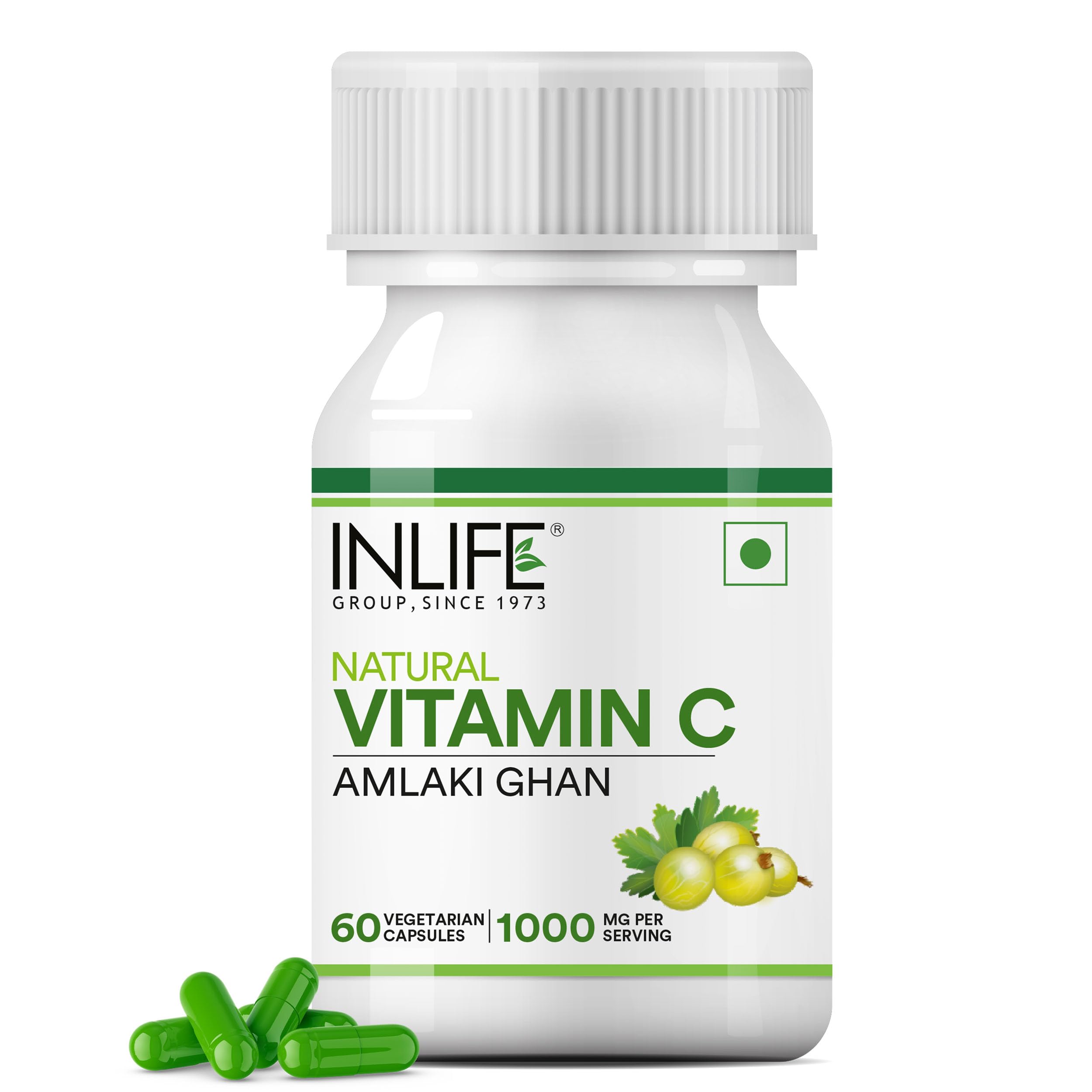 INLIFE Natural Vitamin C Amla Extract Supplement | Immunity, Overall Wellness for Men and Women - 60 Vegetarian Capsules (Pack of 1, 60)