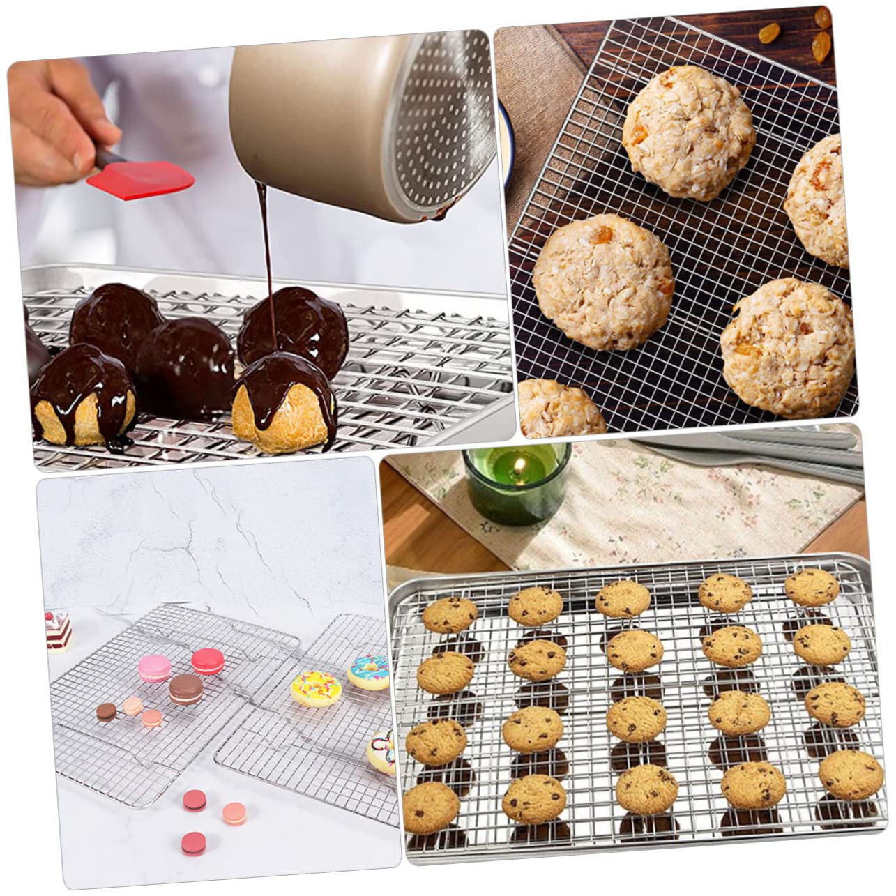 2Pcs Cooling Rack Multi Function Wire Rack for Baking Cooking and Grilling Bread Accessory for Cookies Muffins and Cakes