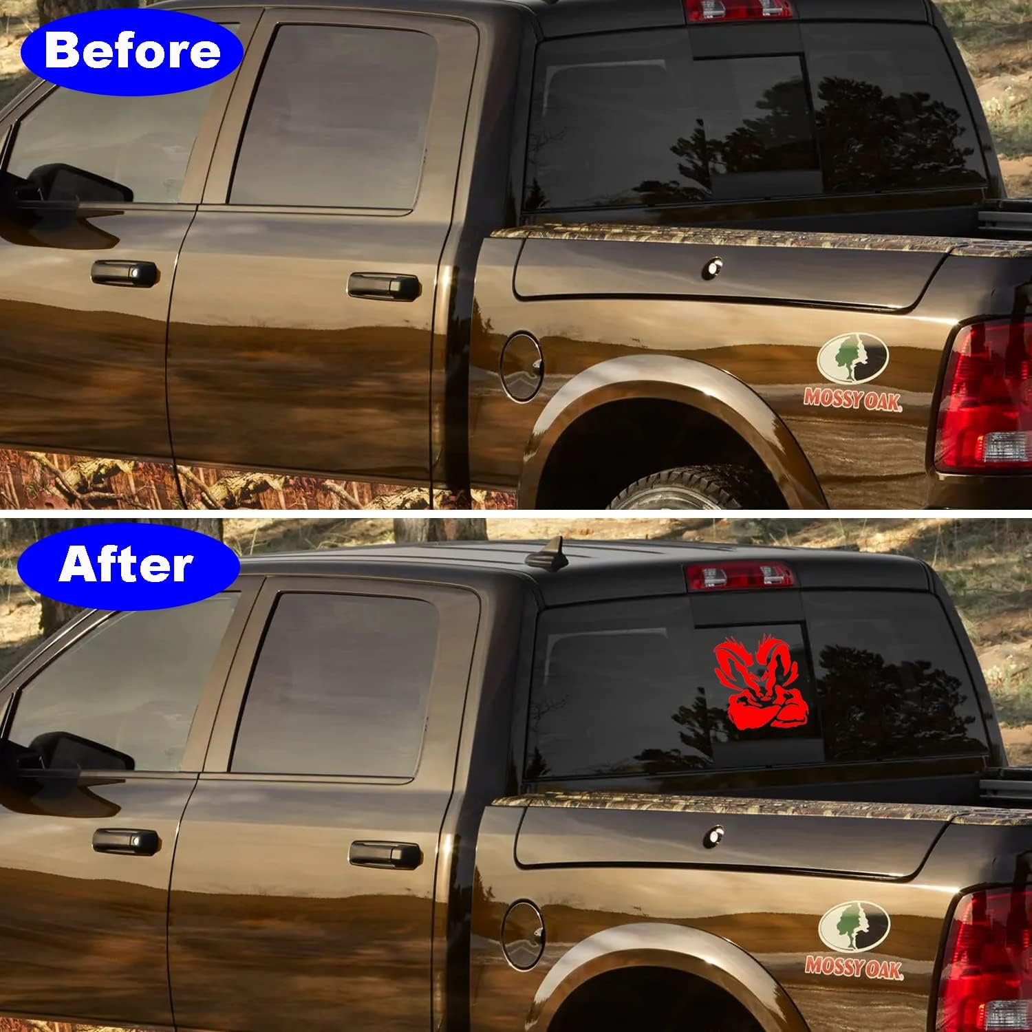 Designs Rear Back Middle Window Vinyl Decal Compatible with 1500 2500 3500 (Red)