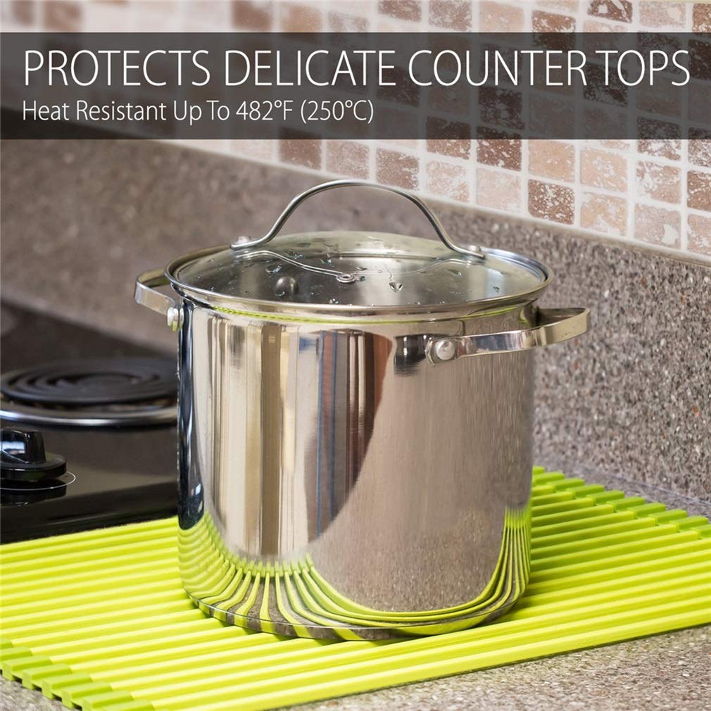 Égouttoir à vaisselle – Égouttoir de cuisine enroulable en silicone, antidérapant, multi-usages, pour évier – 53 x 32 cm, solution de séchage pour vaisselle peu encombrante