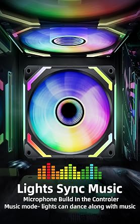 AsiaHorse COSMIQ 120mm PC RGB Computer Case Fans, 5V 3-PIN Connector Daisy Chain PWM Cooling With Controller for Cases CPU Liquid Coolers