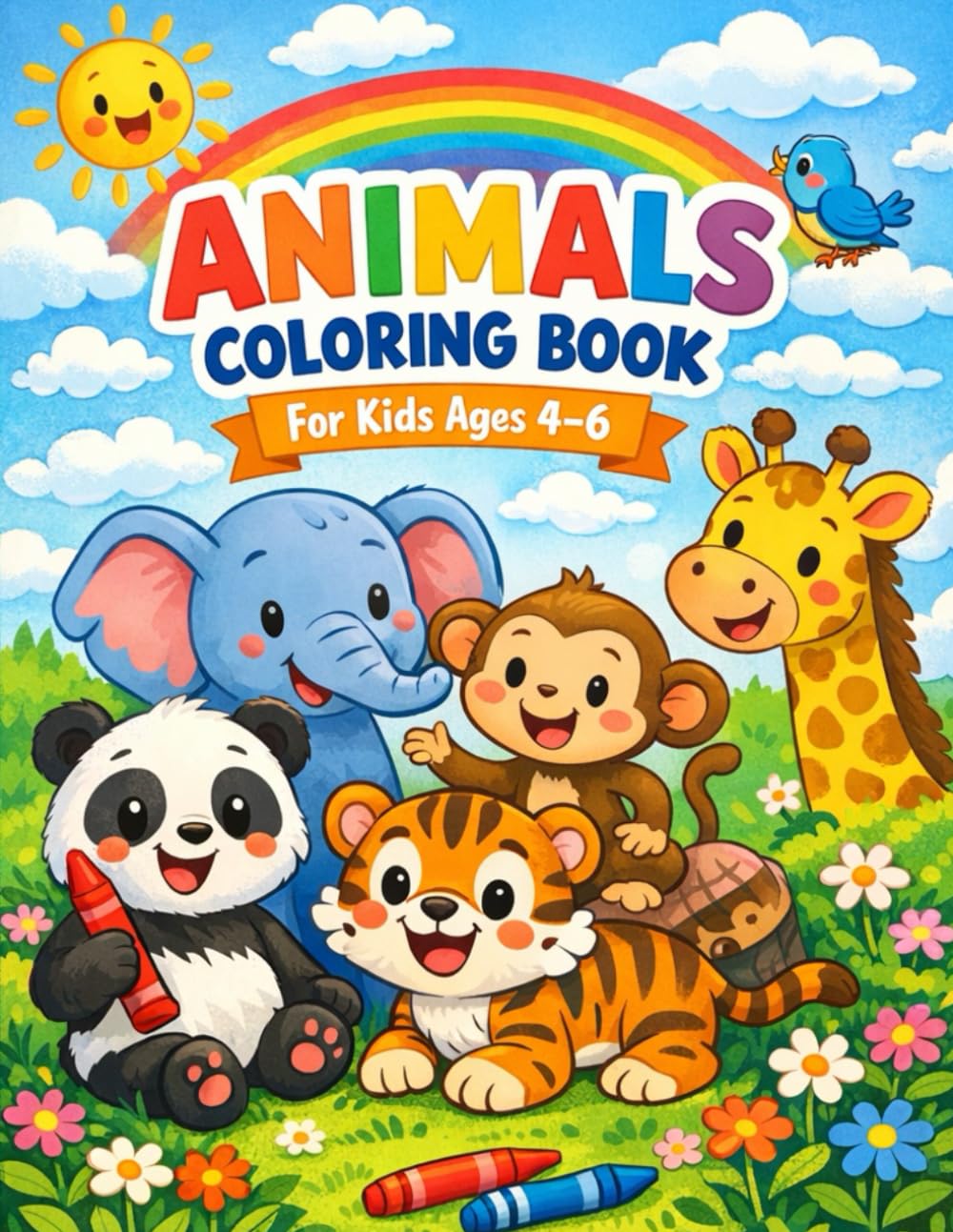 Animals Coloring Book: Fun and Easy Coloring Pages for Kids Ages 4–6