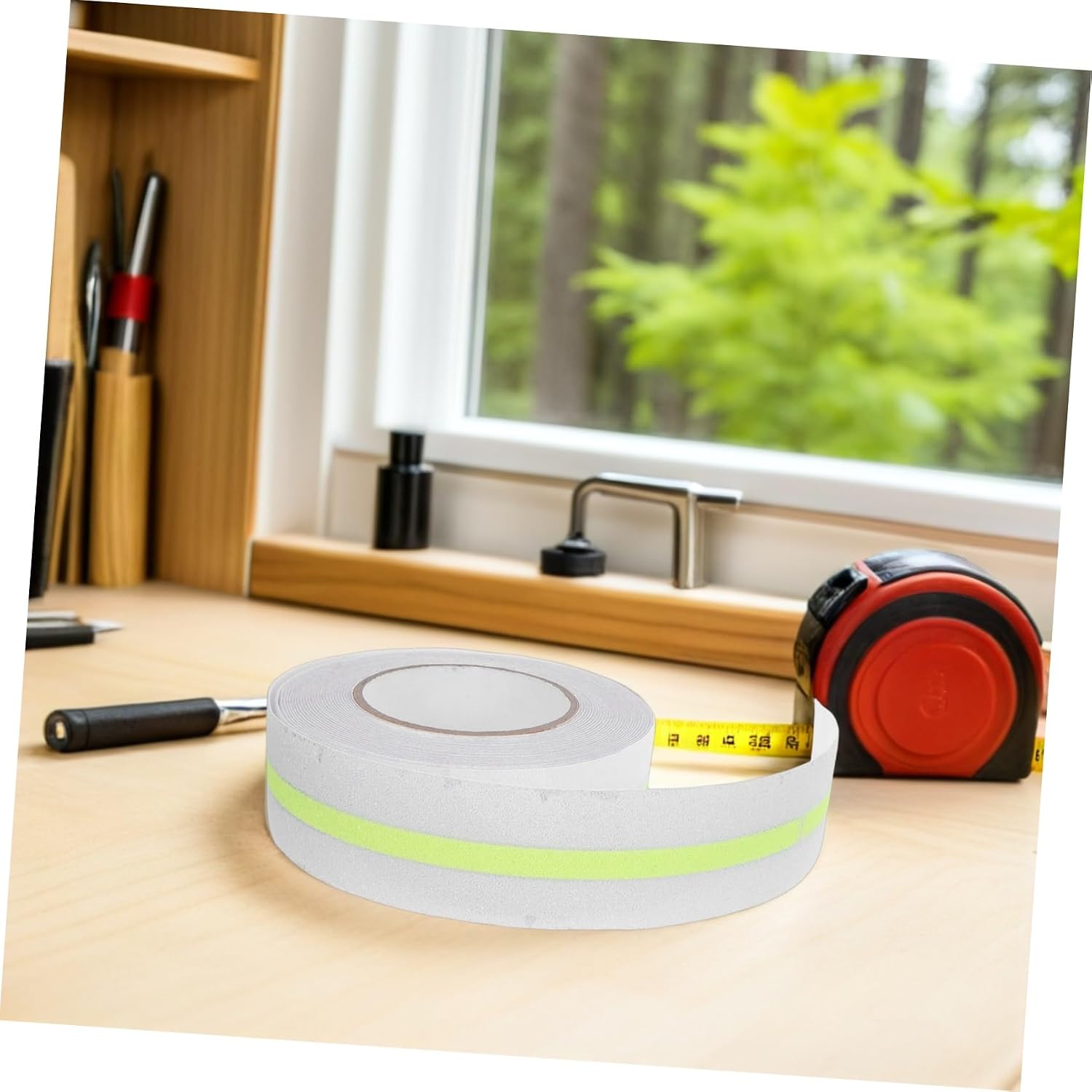 LABRIMP Anti Slip Traction Tape for Steps and Bathtubs, 1 Roll 32.8ft Peva Non Skid Safety Grip Tape with Glow the Dark Adhesive, Easy to Trim for Indoor Living Areas and Humidity