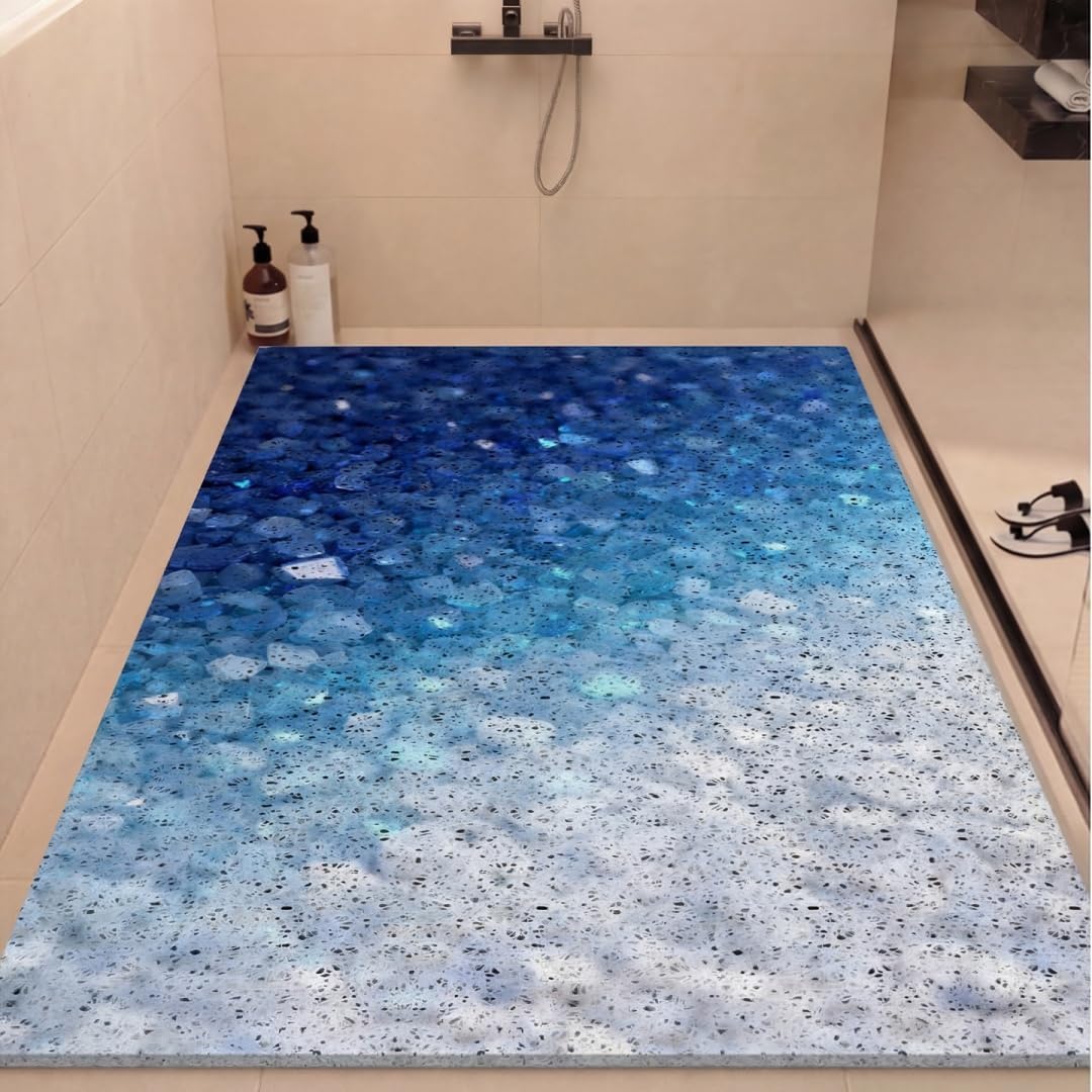 Antypoślizgowa mata prysznicowa Szybkoschnąca mata gumowa Loofah Ocean World(Gradient,60x90cm)