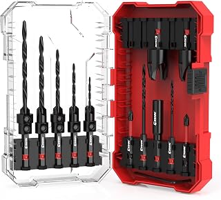 EZARC 15-Pc Countersink Drill Bit Set with Tapered Bits, Wood Plug Cutters, Hex Shank for Precise Woodworking - Storage Case
