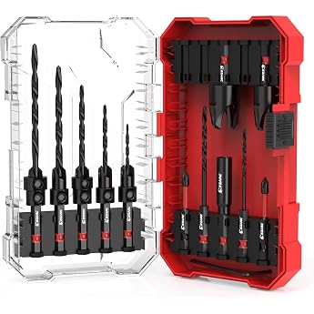 EZARC Countersunk Drill Bit Set 15 Pieces with Countersink with 2 Wood Hole