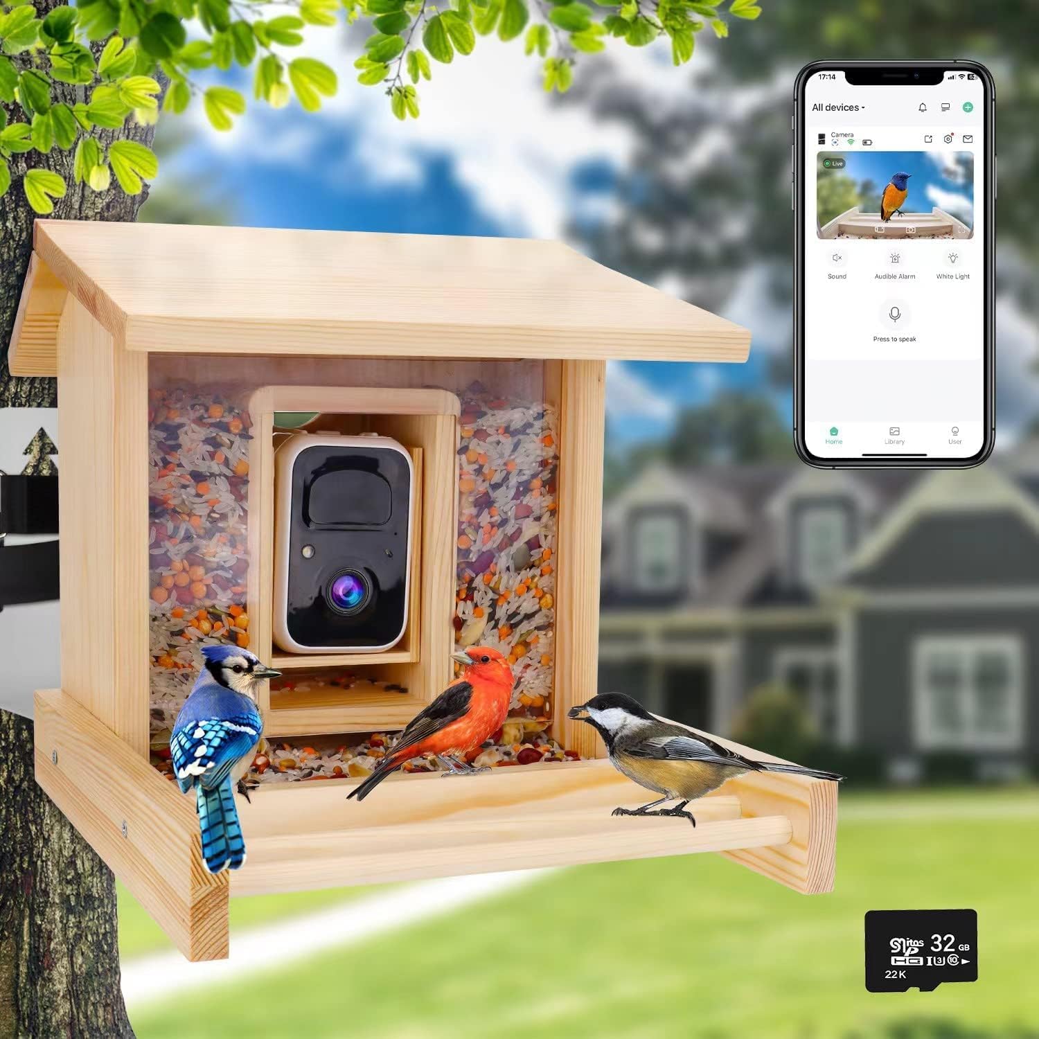 Smart Bird Feeder with Camera, Bird Feeders with 1080P HD