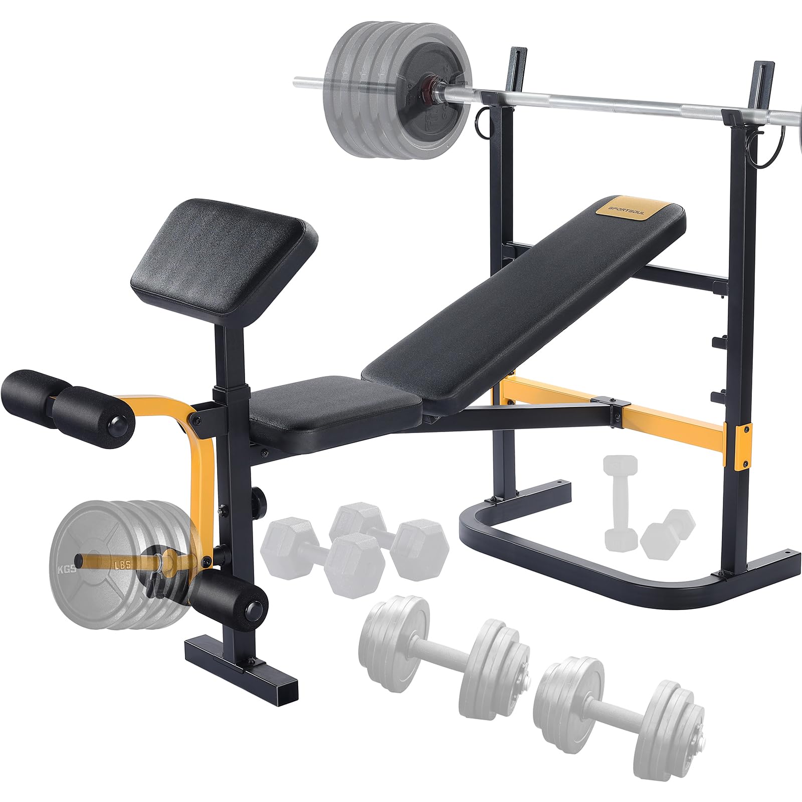 Amazon.com : SPORTSOUL Adjustable Weight Bench Press Set