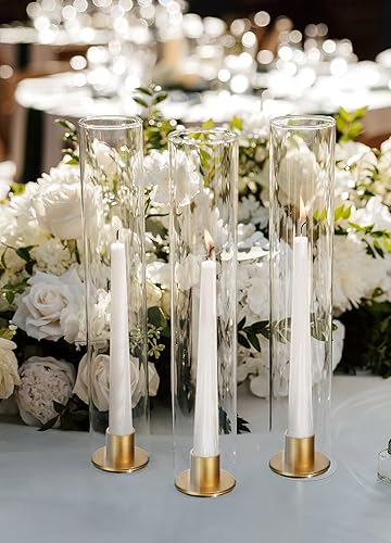 Miniatura 6 de Vixdonos Portavelas de cristal para huracanes, juego de 6 portavelas cónicos modernos, resistentes al viento, portavelas de 11.8 pulgadas de alto