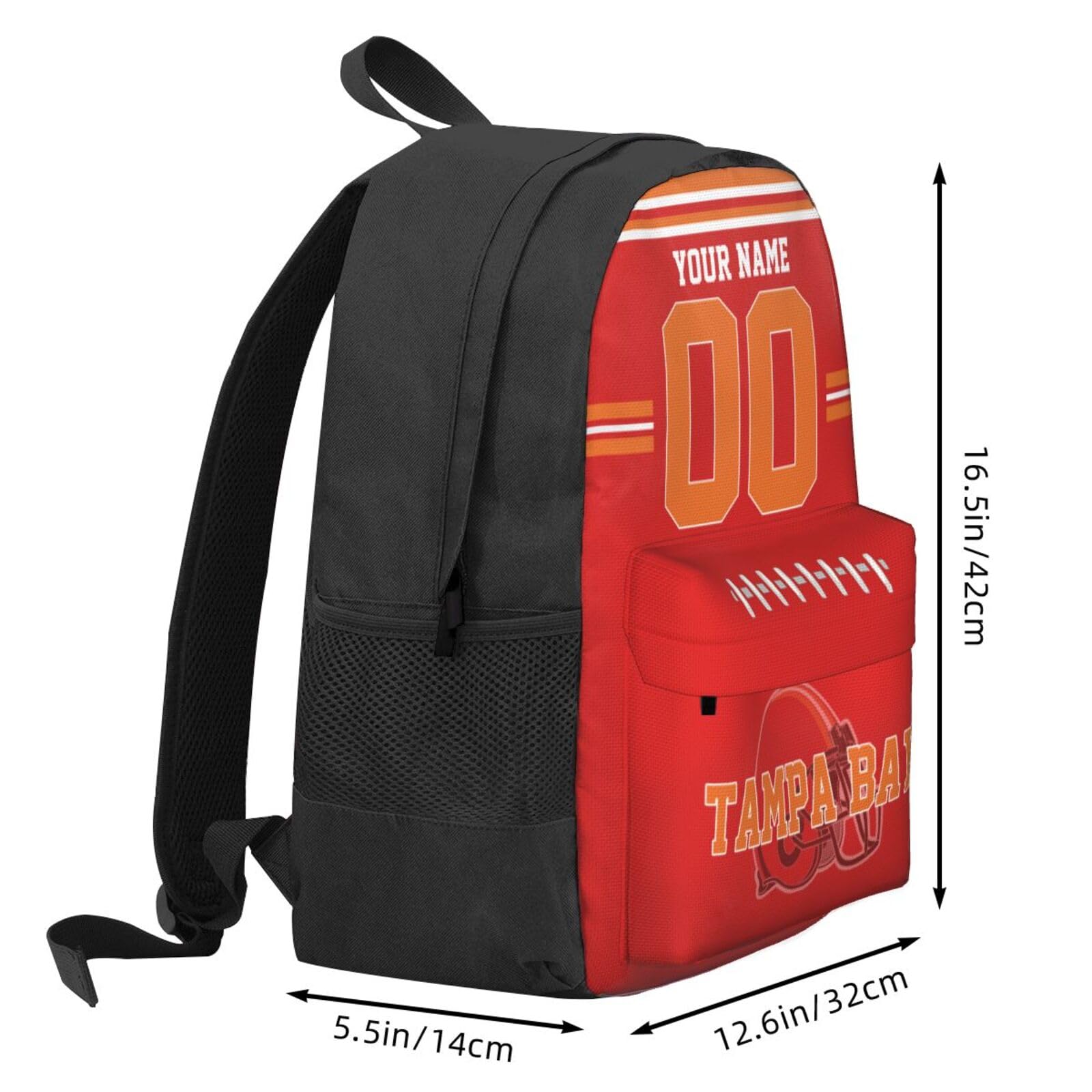 RIAWARME Custom Tampa Bay Backpack for Men Women, Personalized Backpacks with Name and Number, Customize Casual Backpack Gifts for Fans