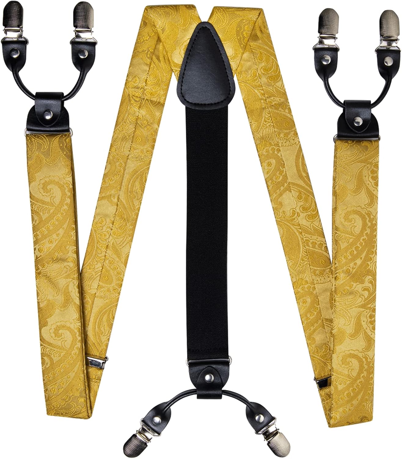DiBanGu Paisley Bow Tie and Suspenders for Men Heavy Duty Clip Suspenders Adjustable Elastic Y-Back Mens Trouser Braces