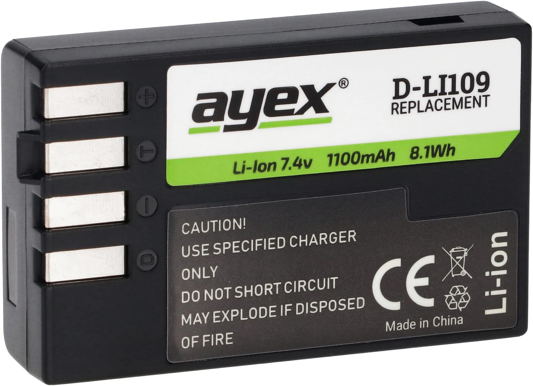 D-Li109 Li-Ion Battery Suitable for Pentax K-30, K-S2, K-S1, K-500, K-50, K-R GH5 - 100% Compatible with Pentax Cameras and Chargers, Durable and Reliable