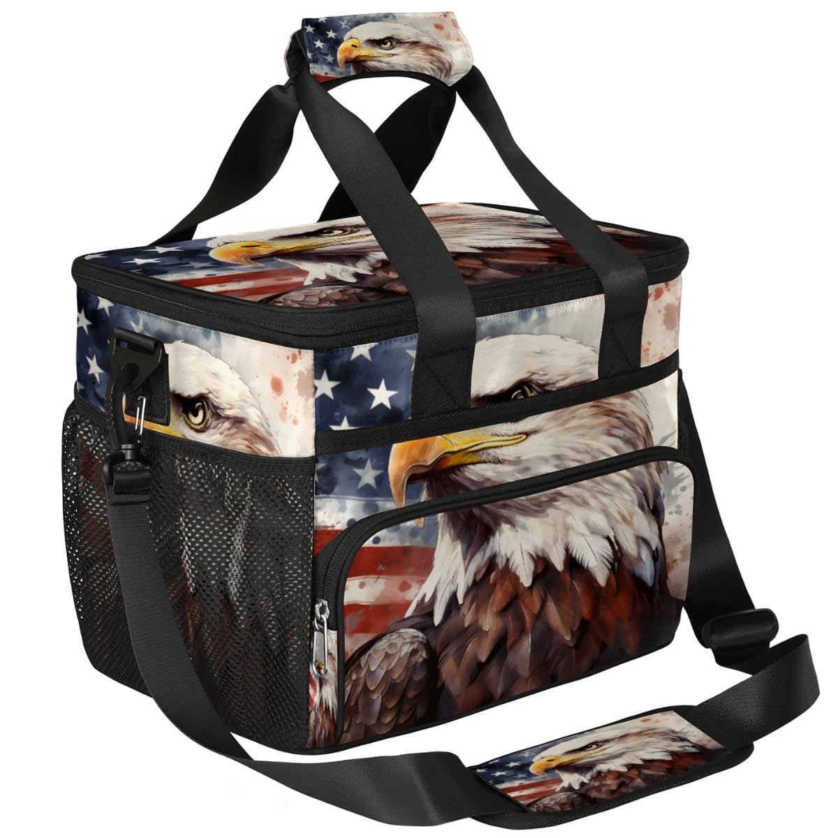 American Flag Insulated Picnic Backpack Lunch Box for Women Men Picnic Basket Tote Lunch Bag Picnic Bag Portable Lunch Bags for Picnic, Beach, Work, Trip,Office, Camp Eagles Independence Day