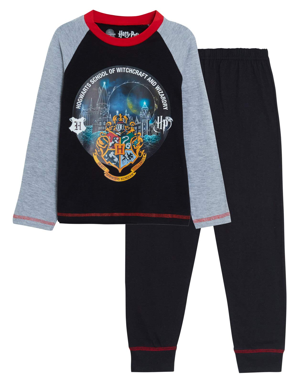 Harry Potter Hogwarts Pyjamas Full Length Pjs Black/Grey 5-6 Years