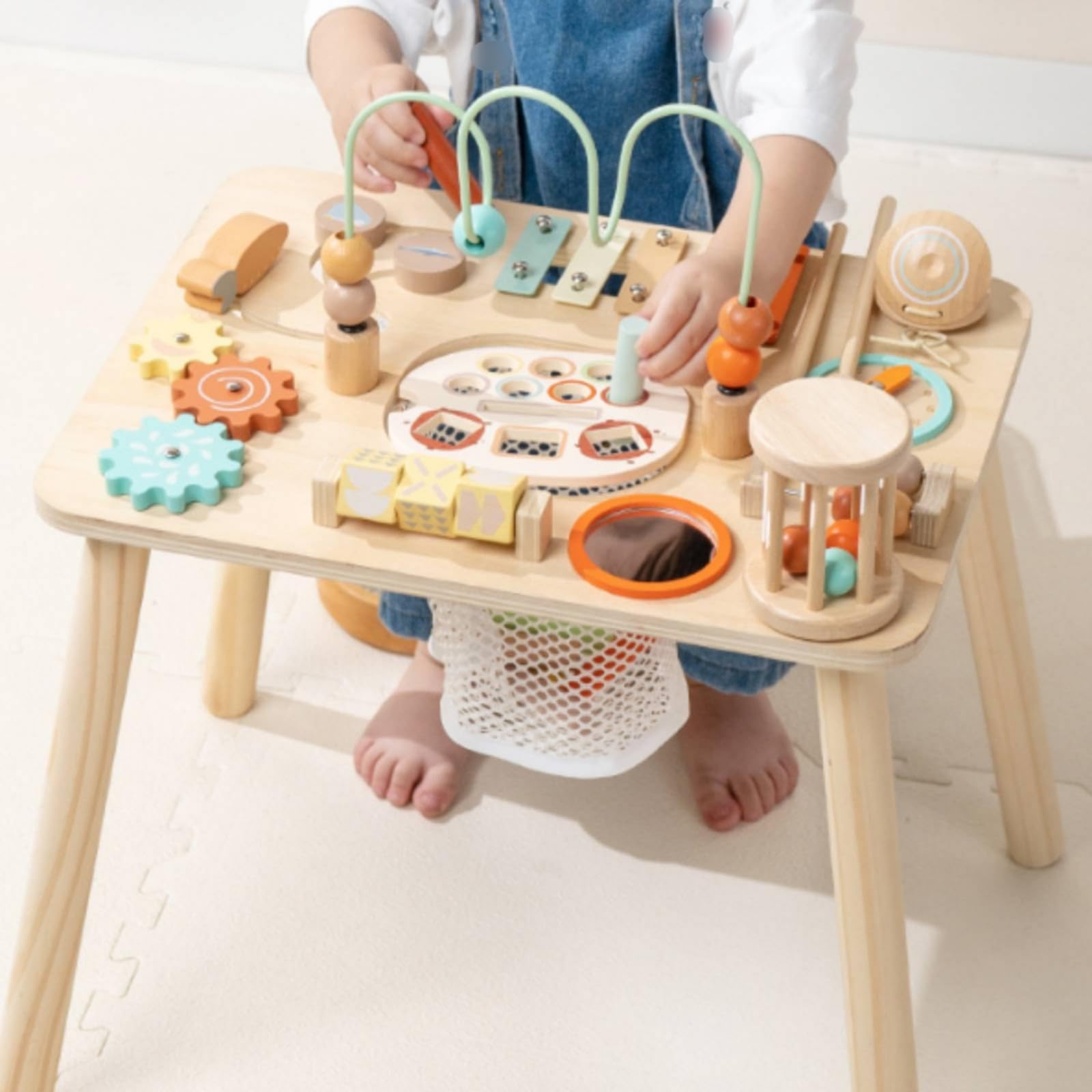 predolo Mesa Actividades Madera Pedagógico Tablero Motricidad Fina Xilófono Juguete Infantil para Niños Pequeños
