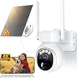 Solar Security Cameras Wireless Outdoor -4K WiFi Cameras for Home Security with Solar/Battery Powered,360° PTZ Outdoor Camera, Color Night Vision,PIR Human Detection, 2-Way Audio, Motion Alert, IP66