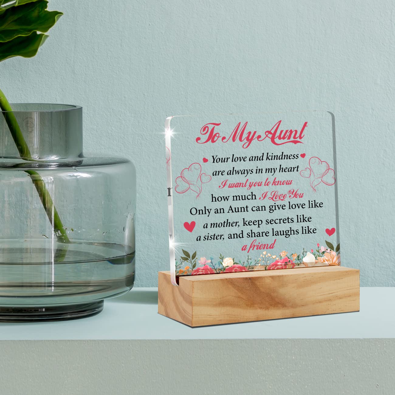 Auntie 2PC Set Acrylic Puzzle Plaque Heart Hanging Ornament Women Birthday Aunt Appreciate Mothers Day Thanksgiving Christmas Aunty Thank You Keepsake