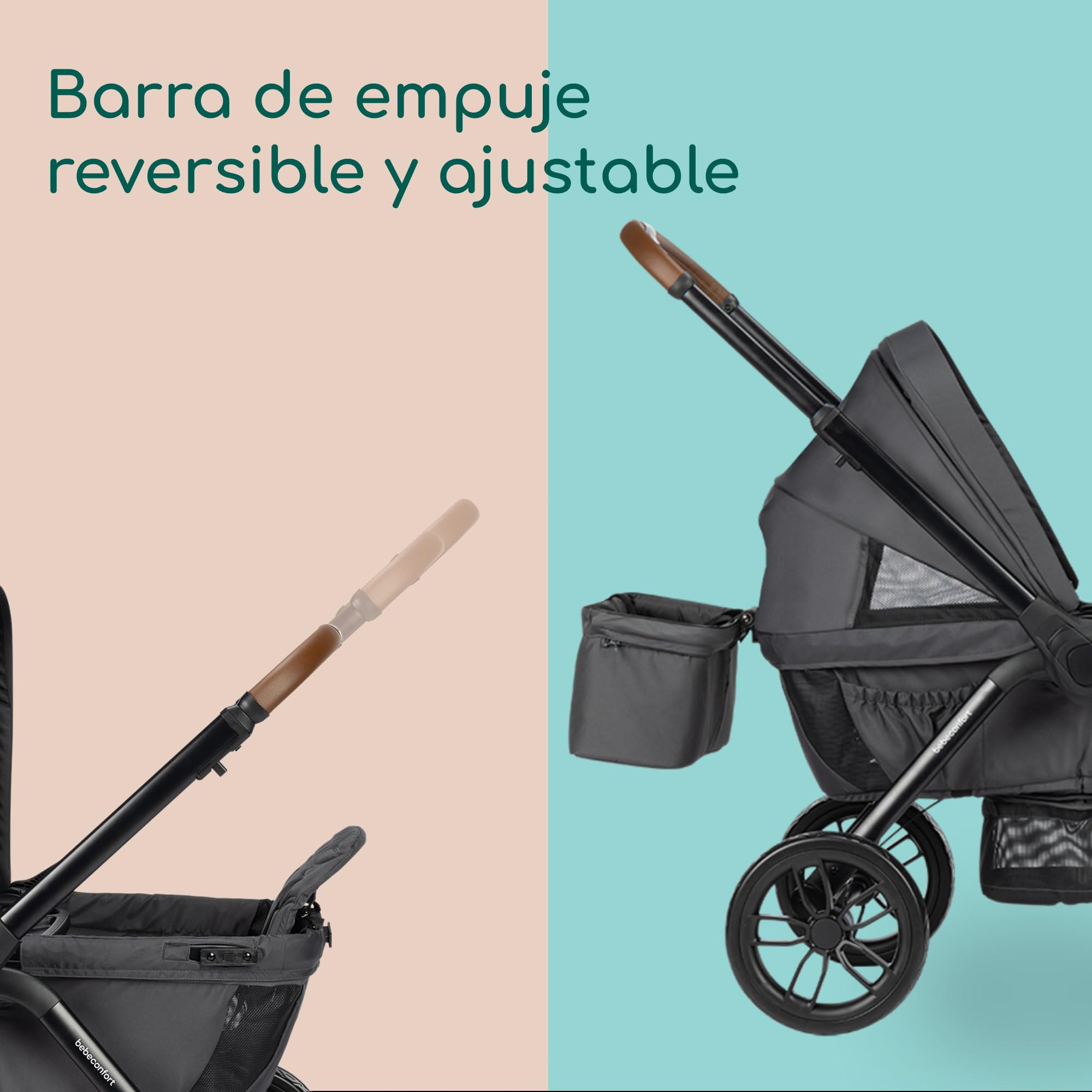 Bebeconfort Helios, Cochecito Gemelar Bebé desde el Nacimiento, 0-4 Años, 0-22 kg, 2 Asientos Enfrentados, Grandes Ruedas Todoterreno, Plegado Compacto, Carro Bebé, Capota Protectora, Mineral Graphite