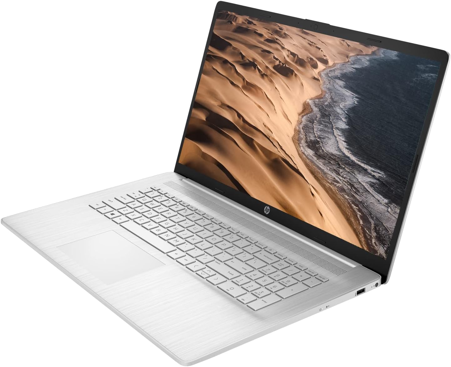Angled view of the HP 17 Laptop from the right side