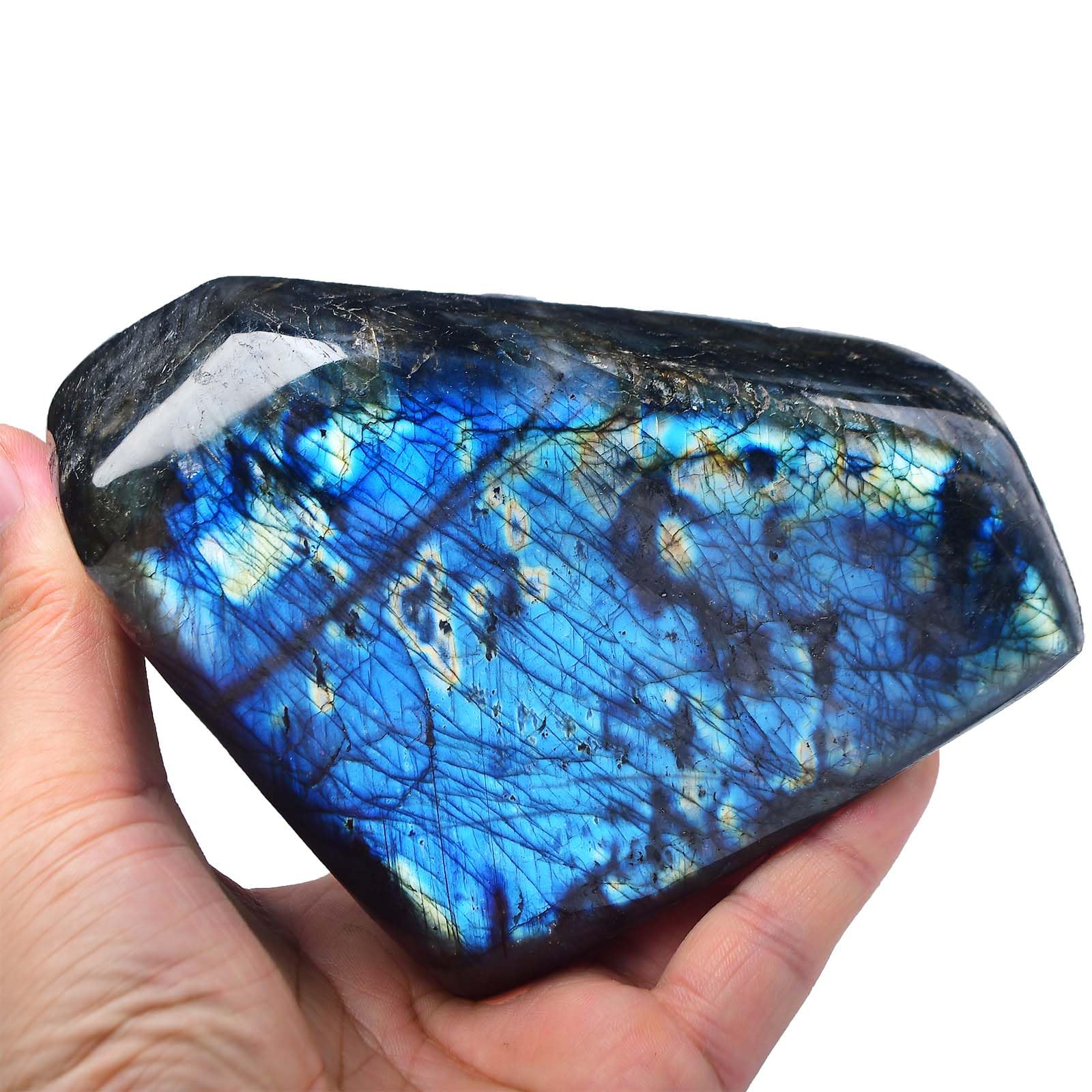 FZBHRO Extra Large Labradorite Rock Polished Blue Labradorite Slab Healing Crystal Stone Block for Meditation Home Decor 6.6-7.7 Pound