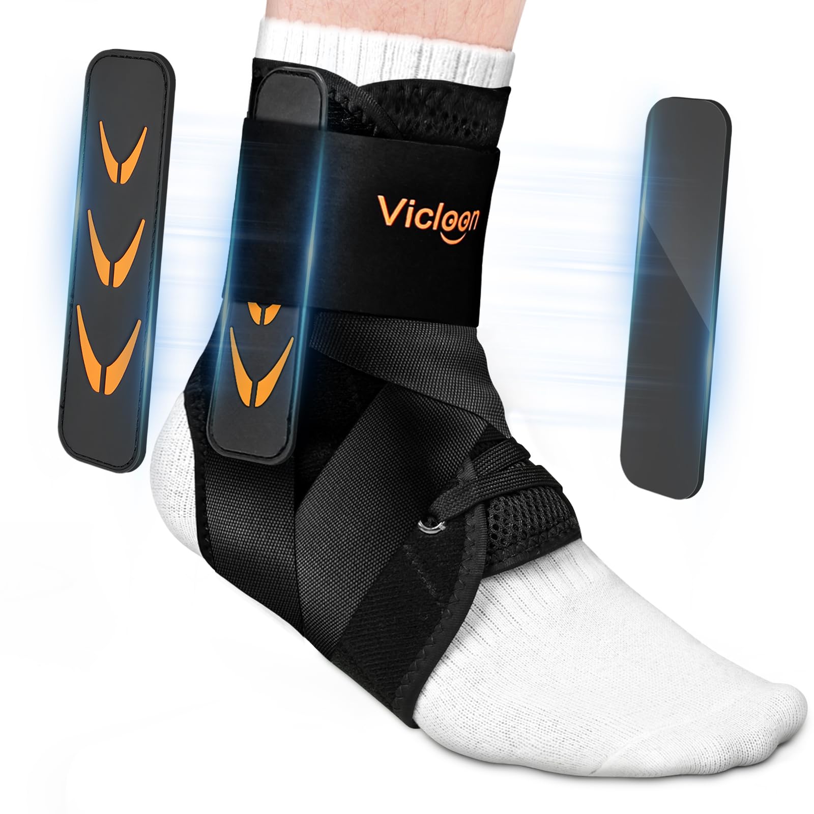 Vicloon Tobillera para Esguince,Tobillera Deportiva Hombre Mujer Estabilizadora de Tobillo con Refuerzo Lateral Extraíble,Tobillera Estabilizadora de Tobillo para Ambos Pies,S