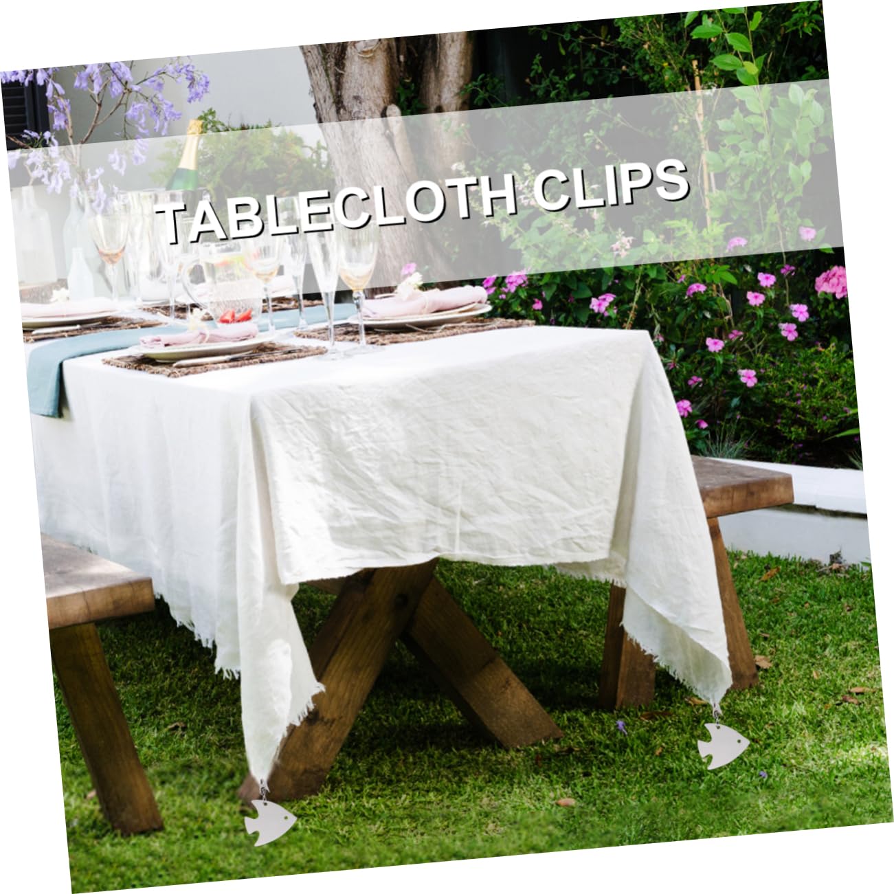 GRIRIW Elegant Stainless Steel Tablecloth Pendants Windproof Holders for Outdoor Tables for Picnics Camping