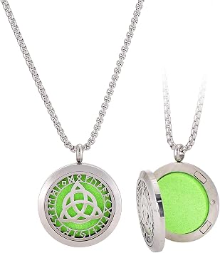 Triangle Viking Celtic Knot Essential Oil Diffuser Necklace - Stainless Steel Locket- Best for Aromatherapy-Perfume, Fragrance, Scent Diffusers for Women and Mens