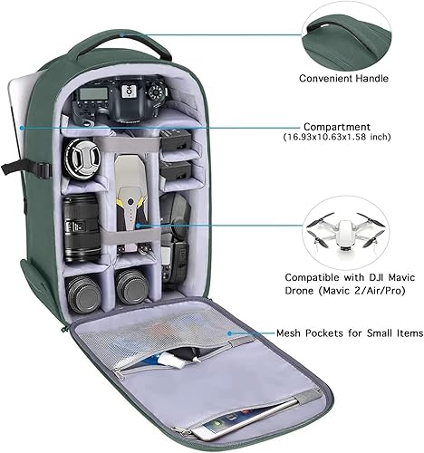Miniatura 10 de MOSISO Mochila para cámaras réflex digital de un solo objetivo, réflex de un solo objetivo o sin espejo, funda rígida impermeable de 15 a 16