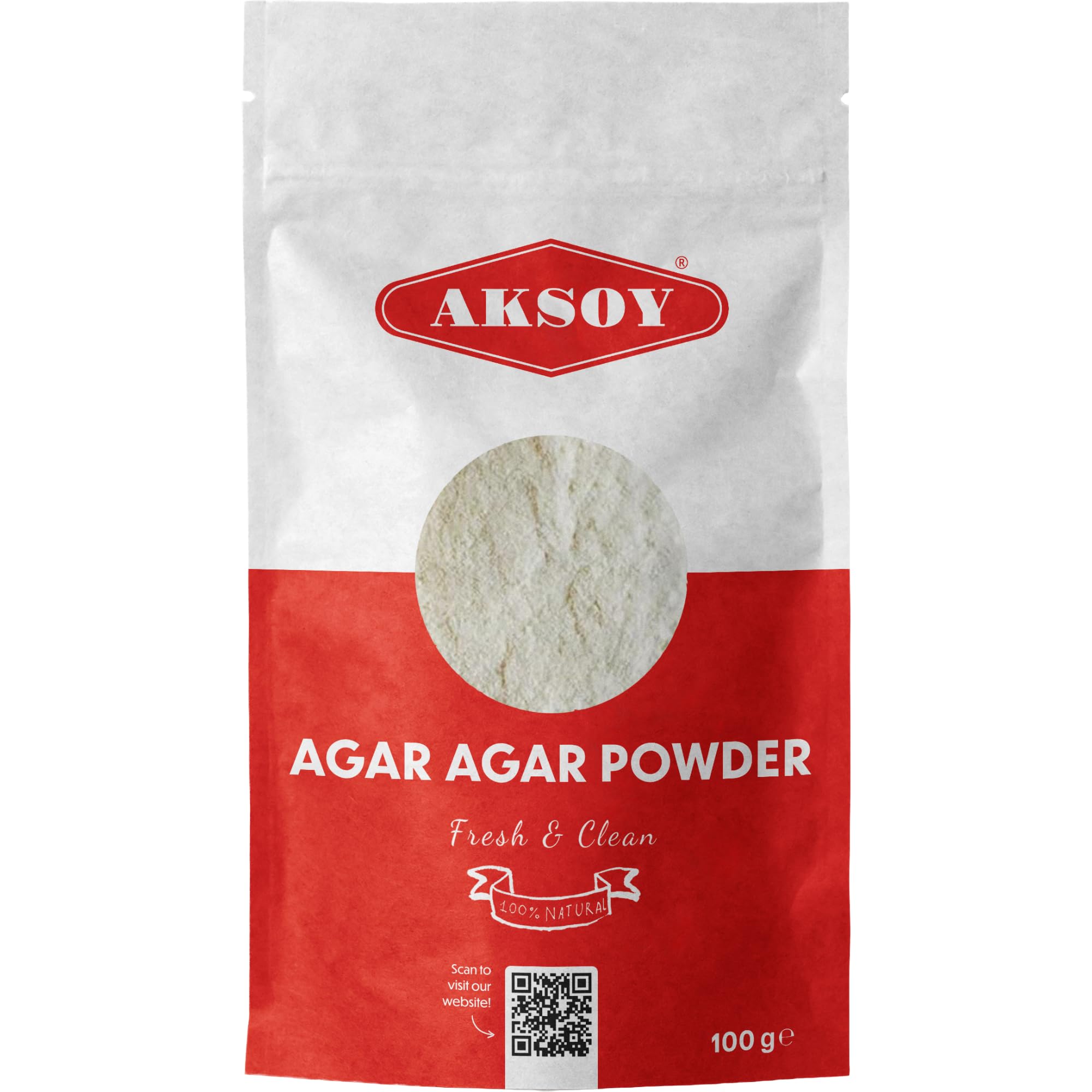 Aksoy Agar Agar Powder 100g Vegan Gelatine Replacement for Jelly & Desserts Food Grade, Non-GMO, Suitable for Vegans & Vegetarians