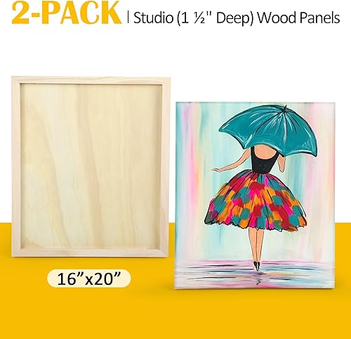 Miniatura 6 de Falling in Art Paquete de 2 paneles de lienzo de madera sin terminar, kit de paneles de madera de abedul de galería de 16 x 20 pulgadas, tableros de