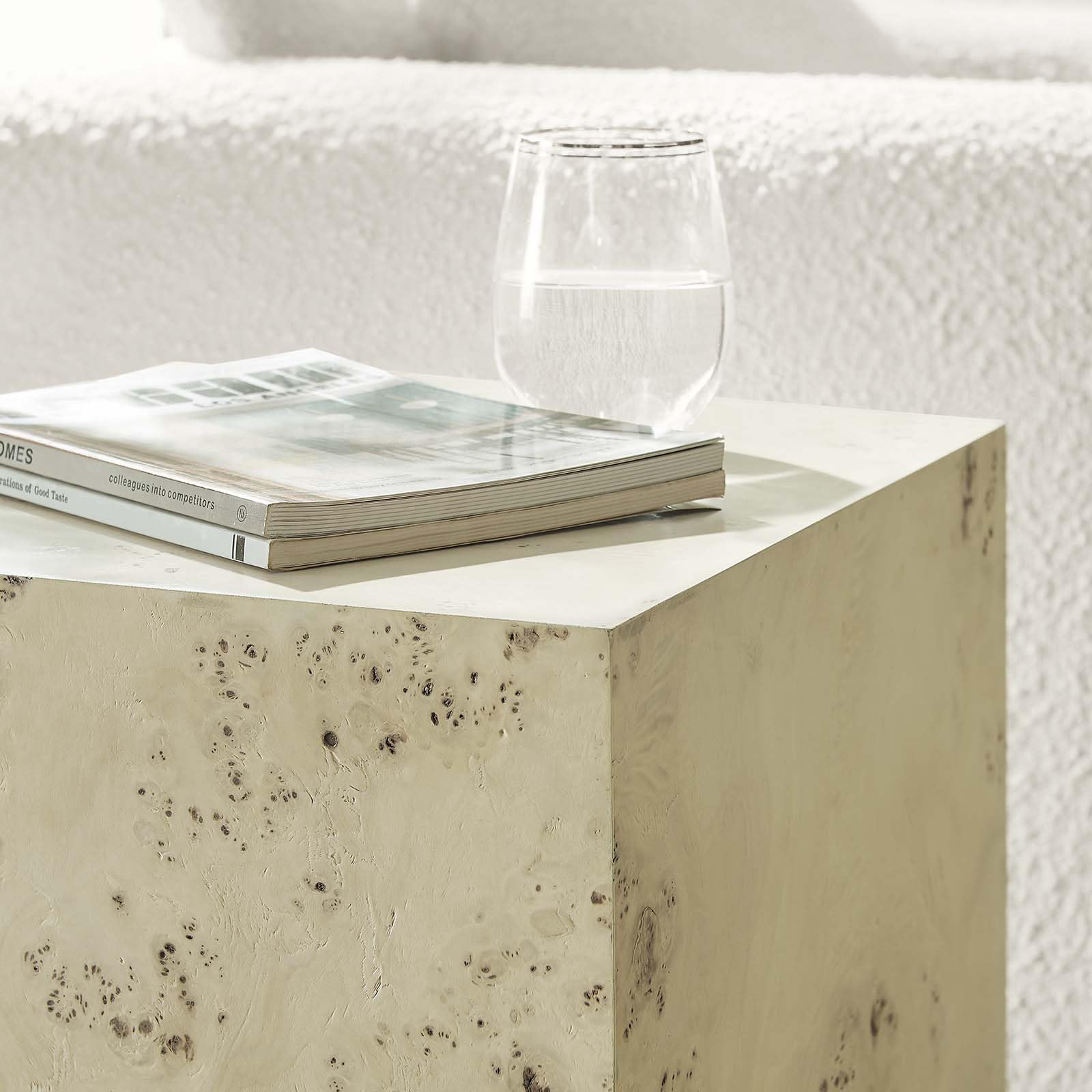 Modway EEI-6273-BLB Cosmos 16" Square Burl Wood Side Table, Bleached Burl