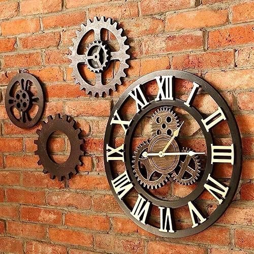 Miniatura 3 de Wall Clock Industrial Wind Retro Personality Living Room Wall Clock Watch Gears Creative Restaurant Murals Decorative Wall Hanging Bar 50 * 50cm