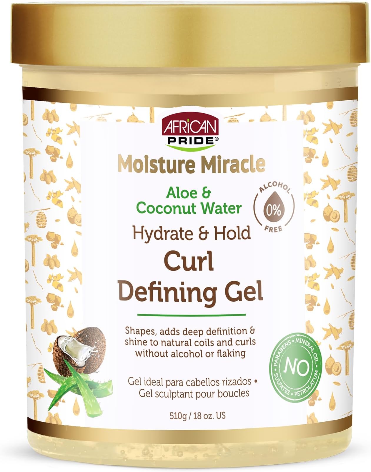 Moisture Miracle Hydrate & Hold Curl Defining Gel for Curly & Coily Hair, Controls Frizz, Hydrates, Defines Coils & Curls, No Flakes, 18oz