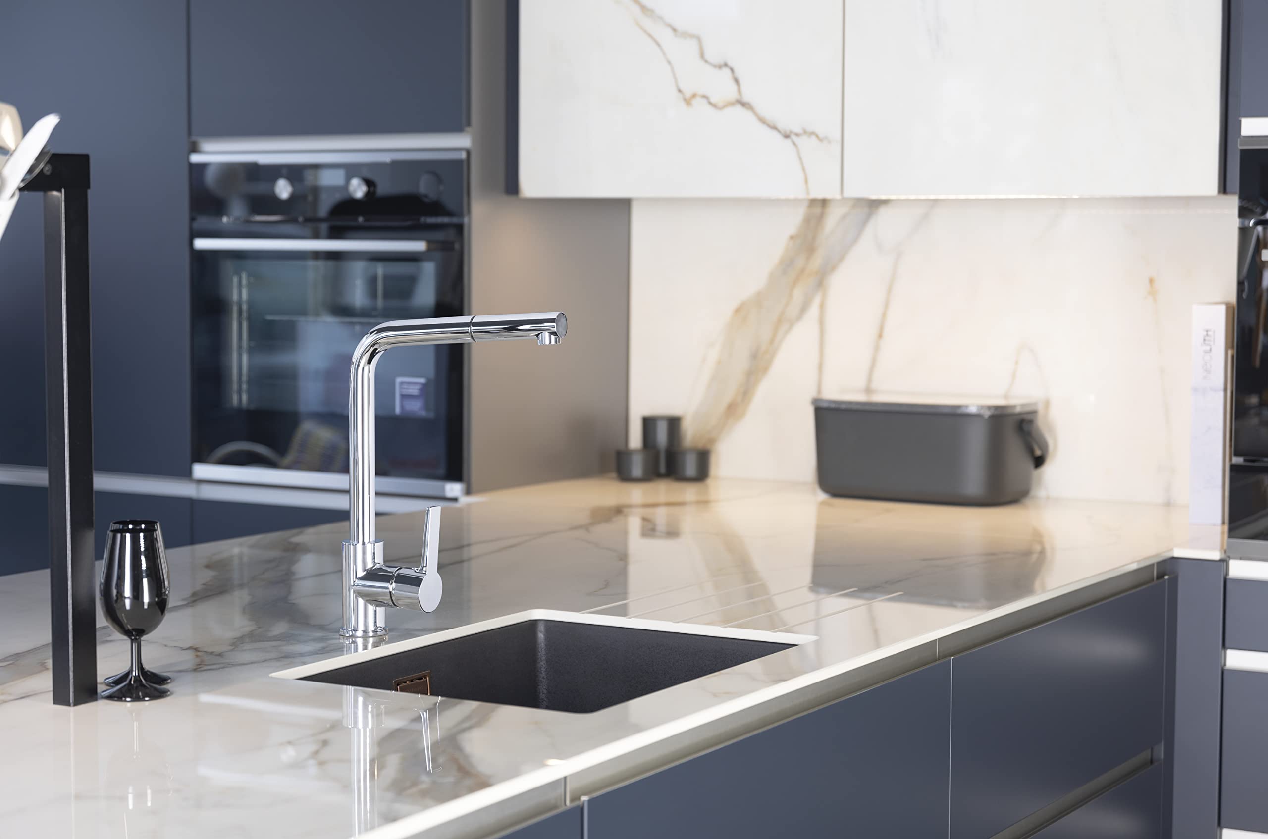 Grifo de Fregadero con Ducha Extraíble Gange Cromado | Mezclador Monomando de Cocina con Cabezal de Doble Función y Manguera Retráctil | Diseño Moderno y Funcional | by EUROSANIT