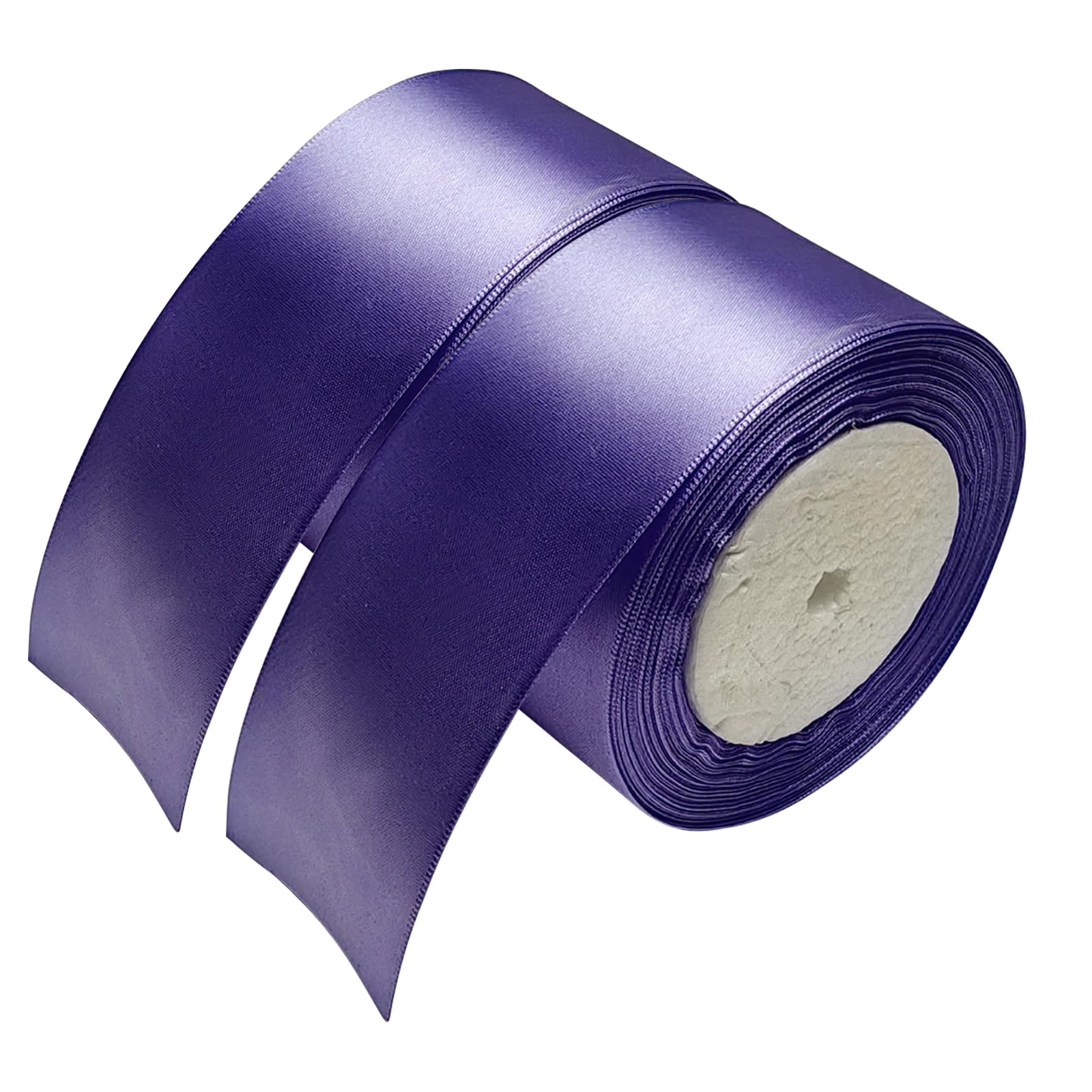 Chenkou Craft Solid Satin Ribbon Ribbons 50 Yards (2 Rolls) Purple Craft Bow Party Decoration Packing Ribbons (Purple, 2"(50mm))