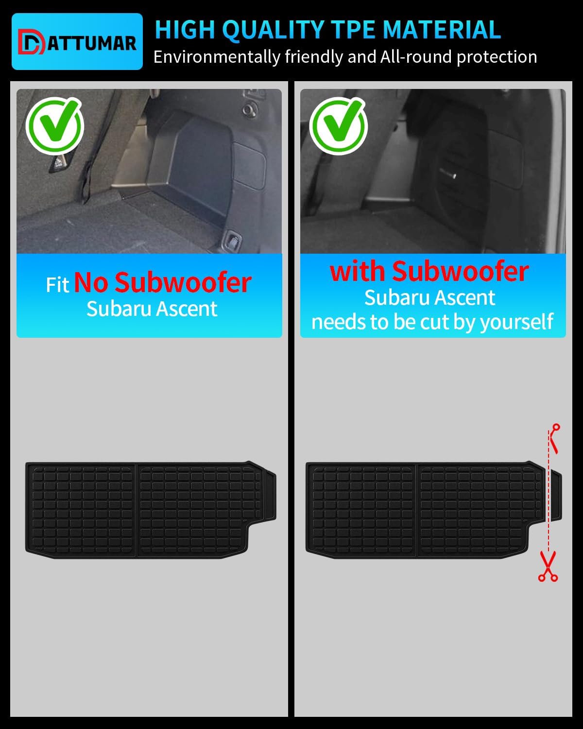 Cargo Liner Compatible with 2019-2025 2026 Subaru Ascent 7&8 Seater Cargo Mat Trunk Mat Cargo Liner All Weather Back Seat Cover 2024 Ascent Accessories (Trunk Mat+3rd Row Backrest Mats) - Image 2