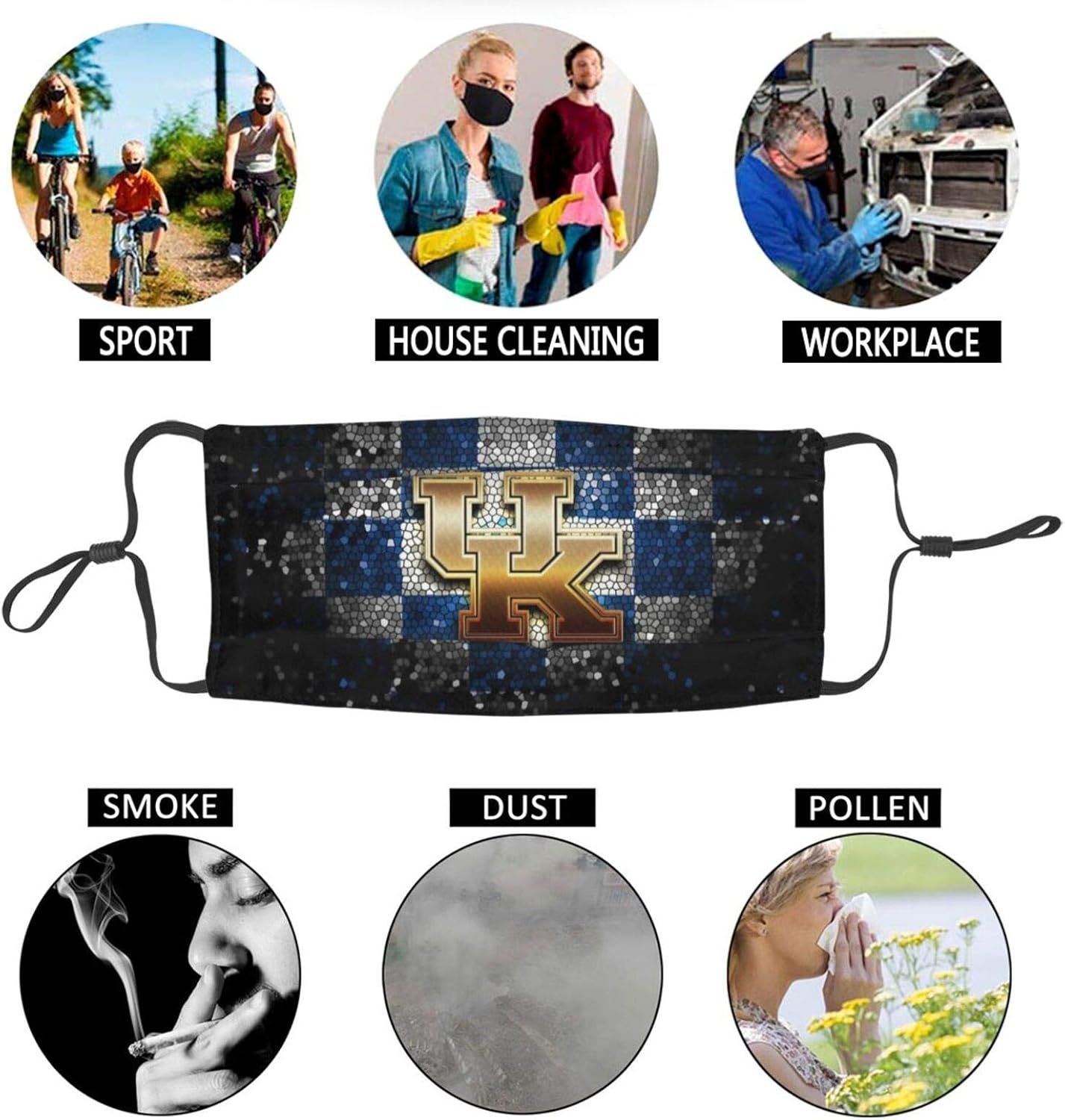 Kentucky Wildcats University Face Cover Mask Adjustable Ear