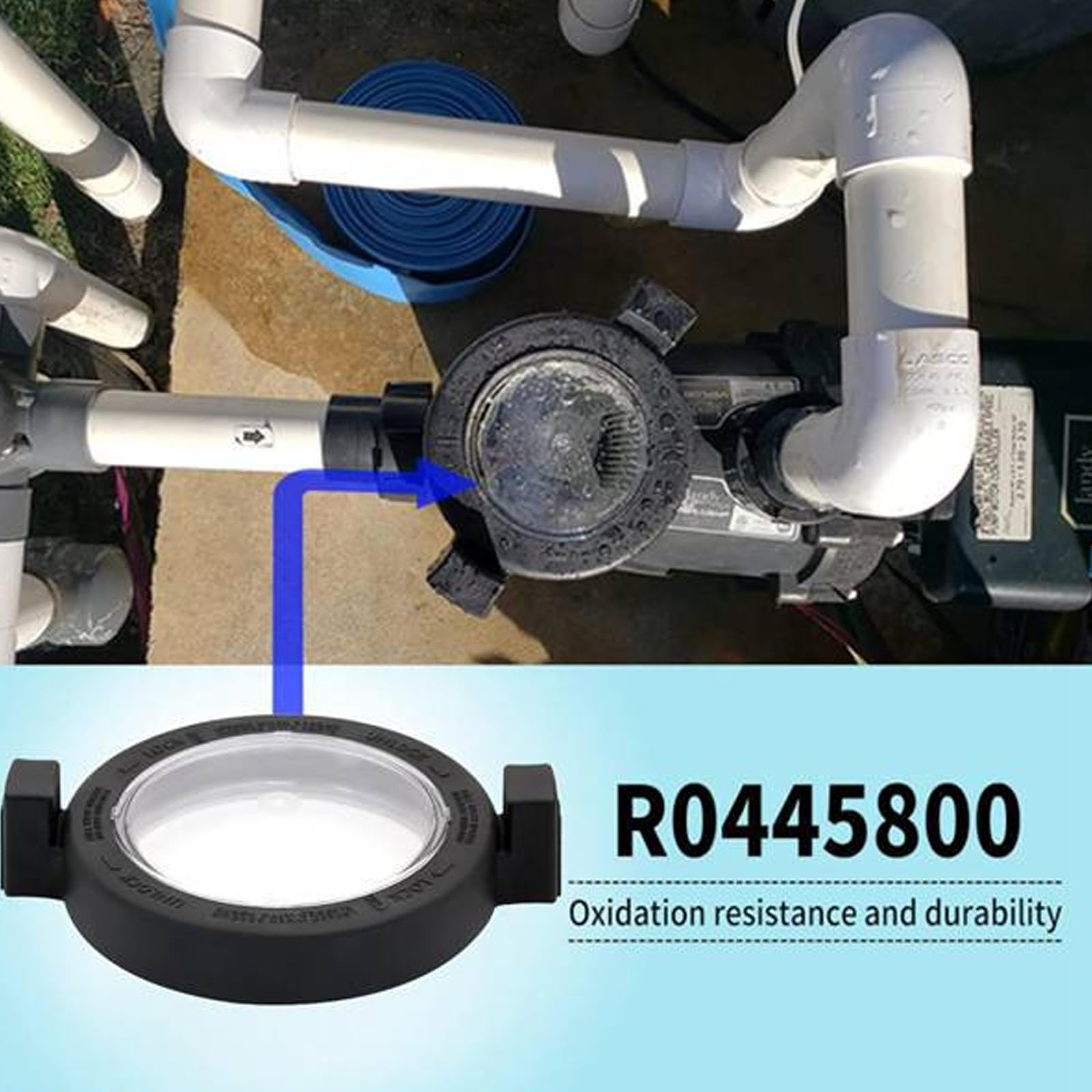 Copertura protettiva per pompa piscina R0445800, coperchio | Corpo nero, centro trasparente e design rotondo per servizio pompa piscina, manutenzione e riparazione attrezzature