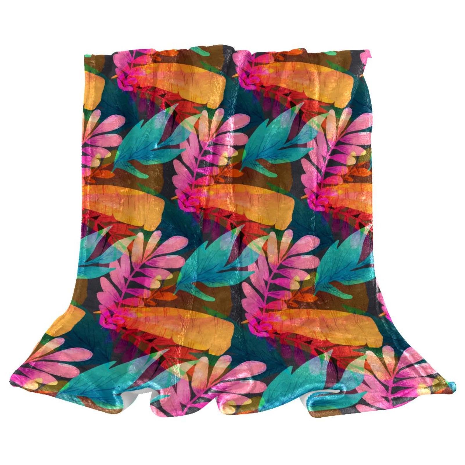 Couverture polaire haut de gamme plaid feuille tropicale doux et chaud pour lit