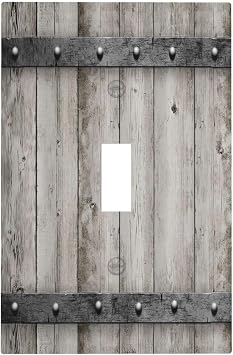 Grey Rustic Farmhouse Wood Light Switch Cover 1 Gang Single Toggle Wall Plate Decorative Gray Country Vintage Lightswitch Switchplate Faceplate for Bathroom Kitchen Bedroom