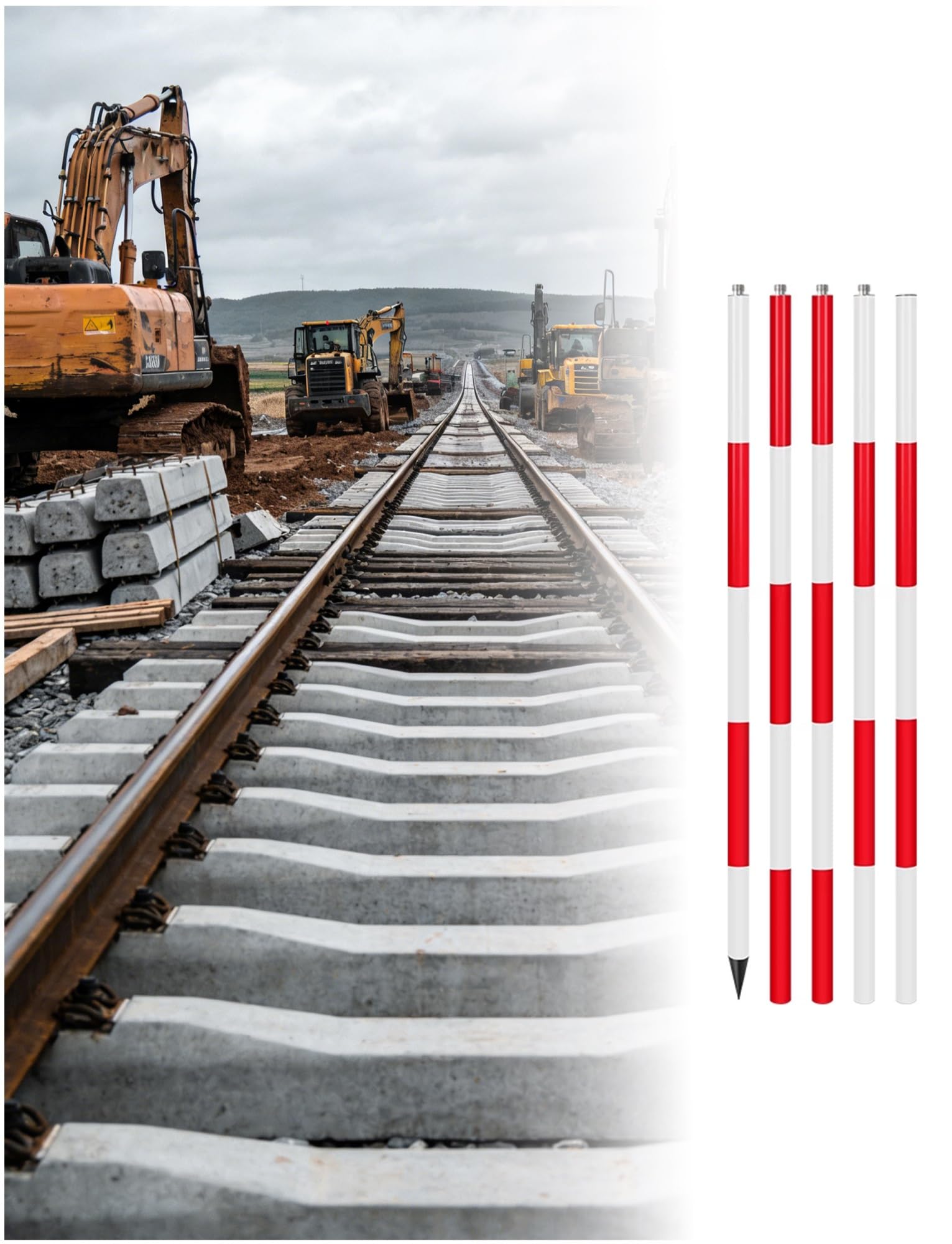 Pértiga de prisma ajustable de aluminio para topografía y estación total